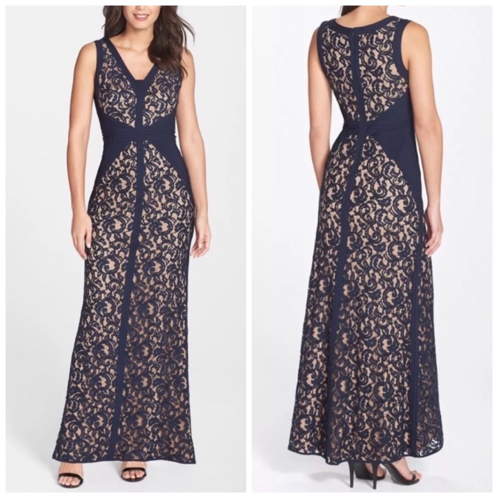Tadashi Shoji Collection Lace Navy Gown 6